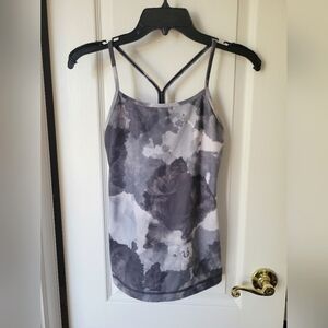 Lululemon Power Y Fitted Tank Top White Coal Tinted Canvas Super Luon Size 4